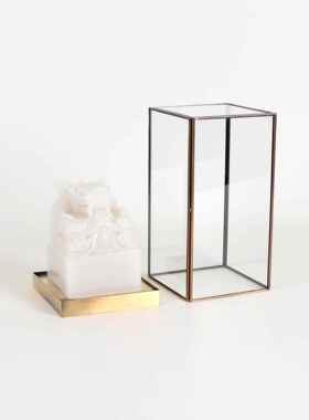 新中式古典玻璃罩玉玺印章摆件样板房家居书房办公室桌面软装饰品