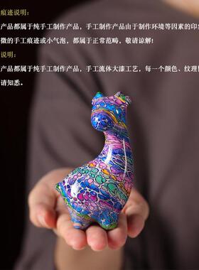 原创手工非遗漆器逢熊化吉桌面摆件漂漆流体熊收藏潮玩中国风礼品