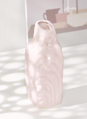 蜀门冰裂紫色现代陶瓷干花花瓶家居装饰品摆件客厅电视柜插花花器