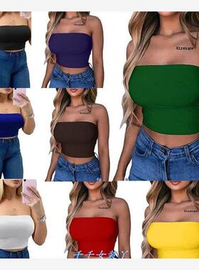 Women's solid color sexy slim Tube Top T-shirT