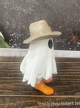 跨境新款牛仔幽灵雕像树脂工艺品摆件万圣节装饰品家居桌面小摆件