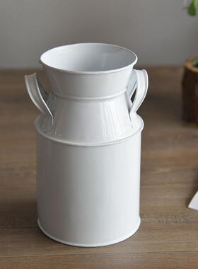 直销新款跨境铁皮花瓶简约铁皮桶插花桶欧式铁艺干花复古做旧金属