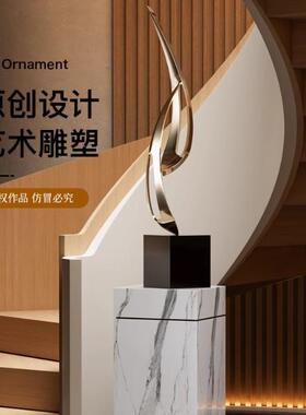 代现轻玄关几何落地艺术雕塑别墅DS-2024-酒店前台走廊过道样品房