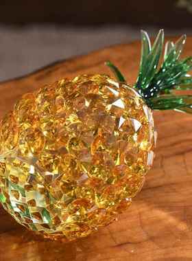 高档高档大小号水晶菠萝财纳摆件 家客居厅装饰凤招梨摆件婚庆福