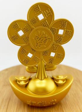 有钱花风车转转桌面摆件招米发财树财源滚滚转动开业礼品
