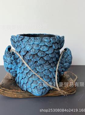 跨境新款Owl Hanging Planters 猫头鹰悬挂花盆树脂摆件装饰品