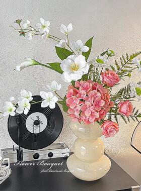 ins玫瑰人造花束装饰客厅插花丝绸插花茉莉绣球人造花室内装饰花