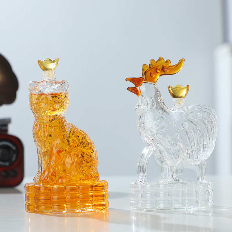 Supply of twelve zodiac bubble wine bottles, animal thickened glass wine bubblers, high borosilicate glass wine bottles