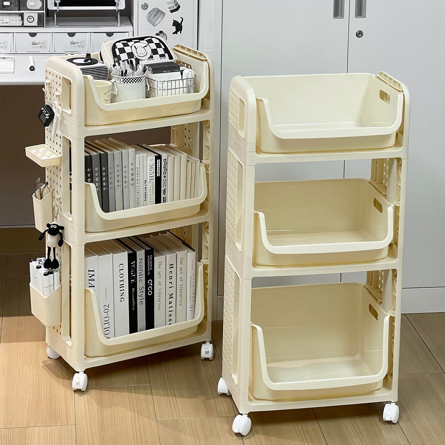 Student dormitory desk hole board trolley book storage rack movable floor-standing bookshelf multi-layer storage layer