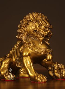 新款直销黄铜狮子摆件一对北京狮铜狮子宫门狮家居装饰品