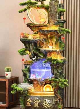 假山流水喷泉福禄景观鱼缸招财风水轮循环水办公室落地装饰品摆件