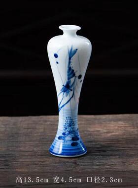正品景德镇陶瓷绘金鱼虾天瓶美人瓶家摆件花器客厅居球手书房摆茶