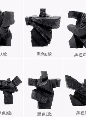 现代新中式样板房黑色抽象太极人物雕塑摆件客厅橱窗软装家居摆设