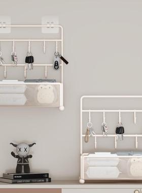 玄关钥匙收纳摆件入户门口桌面装饰盒鞋柜上的置物架挂墙整理神器