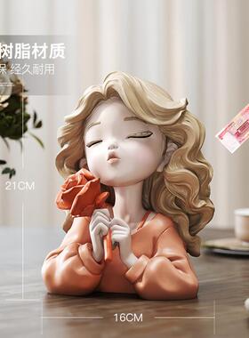 可爱女孩存钱罐祇进不出网红存钱筒高级感小众装饰品生日礼物女生