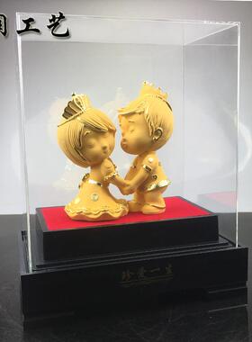 结婚礼品绒沙金中号珍爱一生结婚礼物新郎新娘摆件送朋友结婚礼物