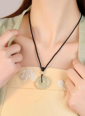 新中式天然和田玉平安扣吊坠高货平安扣真玉玉吊坠母亲节礼物