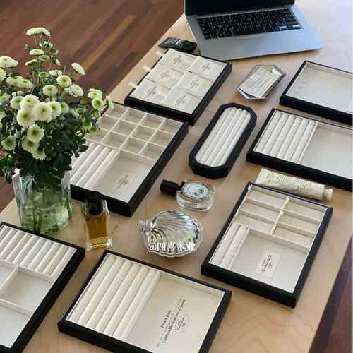 抽屉梳妆台首饰托盘展柜耳饰珠宝戒指项链陈列收纳饰品展示架道具 - 图0