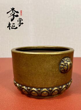 李掌柜仿古做旧加厚大号纯铜天鸡耳香炉摆件黄铜盘香线香香薰炉