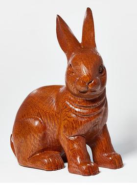 花梨木雕兔子摆件实木质动物生肖兔家居客厅装饰品送礼红木工艺品