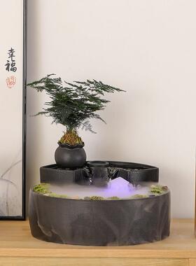 时来运转风水球流水摆件循环水喷泉客厅招财茶台桌面鱼缸装饰品