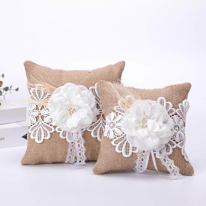 花童篮子珍珠手柄粗麻布黄麻篮婚礼手提麻布花篮戒枕套装喜糖喜庆,淘宝优惠券,粉丝福利购,淘宝优惠卷