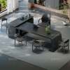 2025 new high-end black slate tea table kettle integrated tea set complete set of office reception tea table
