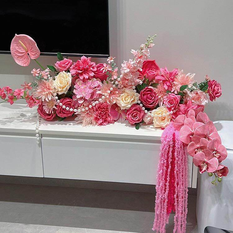 婚房布置DIY仿真花装饰婚庆订婚宴客厅摆件婚礼背景墙桌花床头花 - 图2