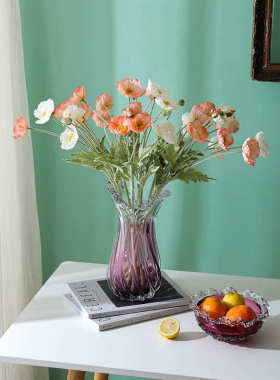 玻璃插花欧式摆件器客厅花瓶网新品水果盘红粉套装饰品色居家