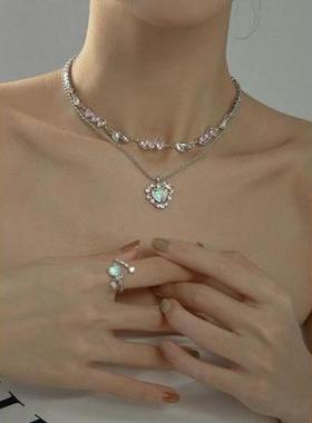 甜心斑斓系列爱心欧泊蝴蝶结环绕波纹戒指时尚小众原创礼物