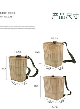 手工竹编背篓买菜背箩竹筐采摘茶篓舞蹈道具收纳篮小号特大号竹篓