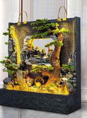 大型水幕墙流水屏风喷泉招财摆件办公室景观花园庭院水池景观装饰