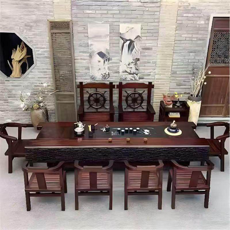 全实木茶桌烧水壶一体新中式老船木办公茶台客厅家用泡茶桌椅组合,淘宝优惠券,粉丝福利购,淘宝优惠卷