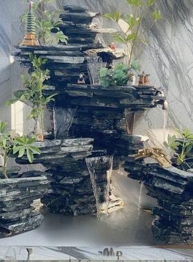 假山阳台喷泉庭院花园青龙石造景鱼缸鱼池水景观室内室内假山真石
