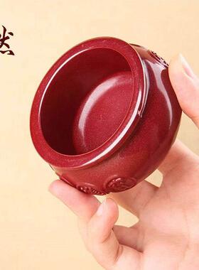 天然高含量朱砂光面聚宝盆聚财摆件紫金砂招财开业礼物家居办公室