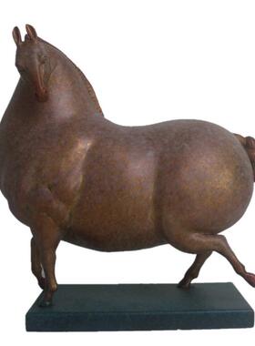 家居办公室铜艺术品抽象生肖铜马玄关客厅装饰品摆件招财铜工艺品