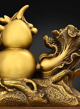 铜葫芦摆品件纯芦铜百财葫客桌355面店铺柜台厅装饰品礼白菜福禄