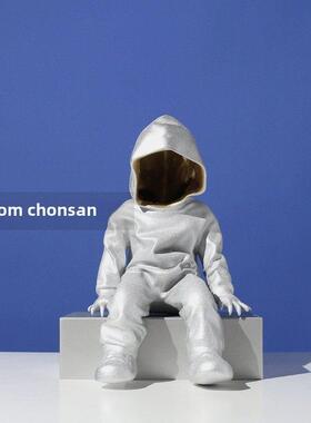 现代简约软装饰售楼处样板间家居创意艺术抽象卡通坐姿人雕塑摆件