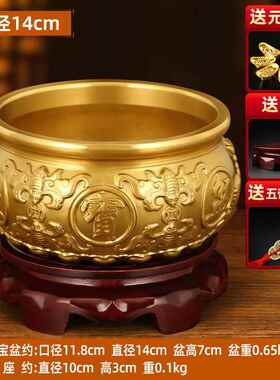 新款铜聚宝盆摆件 客招米财家居开办厅公室店铺存钱罐纯黄铜缸业