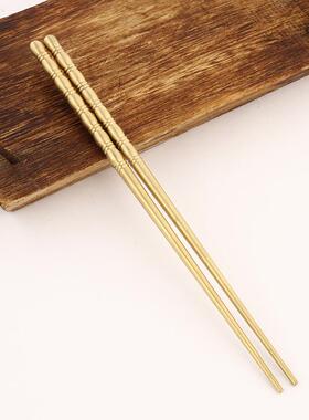 厂家黄铜碗筷套装结婚用品大全黄铜实心筷子勺子铜餐具铜碗