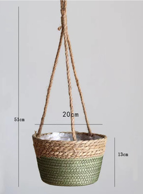 吊篮草编花盆吊兰悬挂挂盆藤编花篮编织挂式壁挂吊盆吊兰盆特大