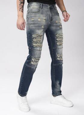 Men's Slim Fit Stylish Distressed Ripped Denim Vintage Jeans