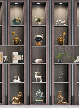 新中式摆件高端禅意客厅电视柜装饰品办公室餐厅博古架书柜摆放
