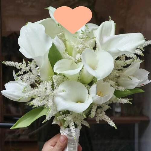 高级仿真花婚礼手捧花法式清新摄影新娘情侣领证郁金香珍珠马蹄莲 - 图1