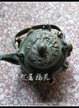 仿古纯铜鎏金八仙壶摆件风水古玩收藏铜器酒壶茶壶家居工艺礼品