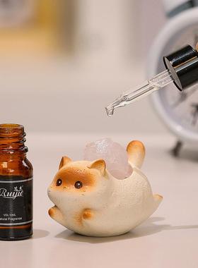 猫猫乐悠悠水晶原石好运解压桌面摆件可爱小猫咪香薰节日礼品礼物