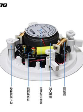 CABO/加宝KS-815A公共广播吸顶喇叭立体声定阻同轴音箱吊顶天花