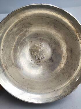 新款直销古玩杂项仿古做旧合金鎏银福禄寿喜财碗工艺品家居摆件
