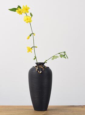 现代手工拉纹陶瓷花瓶创意工艺居家饰品客厅摆件水培花瓶插花器