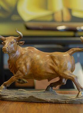 铜之美 华尔街铜牛摆件 牛转干坤 客厅玄关铜工艺礼品摆饰乔迁开
